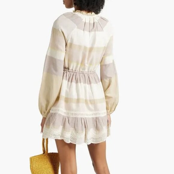 New HEMANT & NANDITA Mana Stripe Tassel Ties Boho Mini Dress M MSRP $330 - Picture 4 of 9